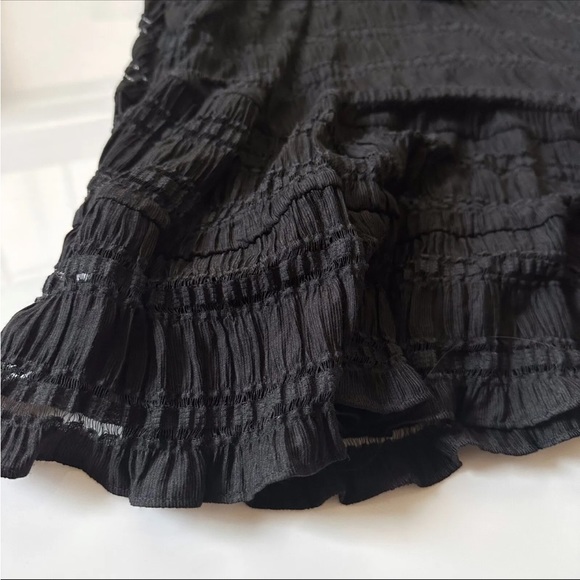 NWT Anine Bing Viola Lattice-Trimmed Plissé Stretch-knit Dress In Black - Medium - Picture 9 of 16